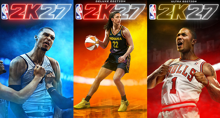 Victor Wembanyama、Caitlin Clark 與 Derrick Rose 攜手登上《NBA 2K27》三版本封面！